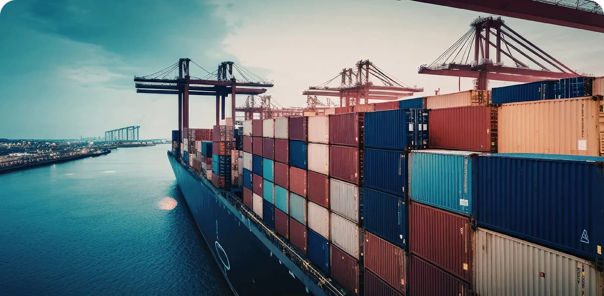 Puerto con grúas y contenedores de importación desde China